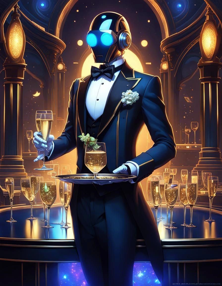 "Champagne, sir?"  by @Noquelle