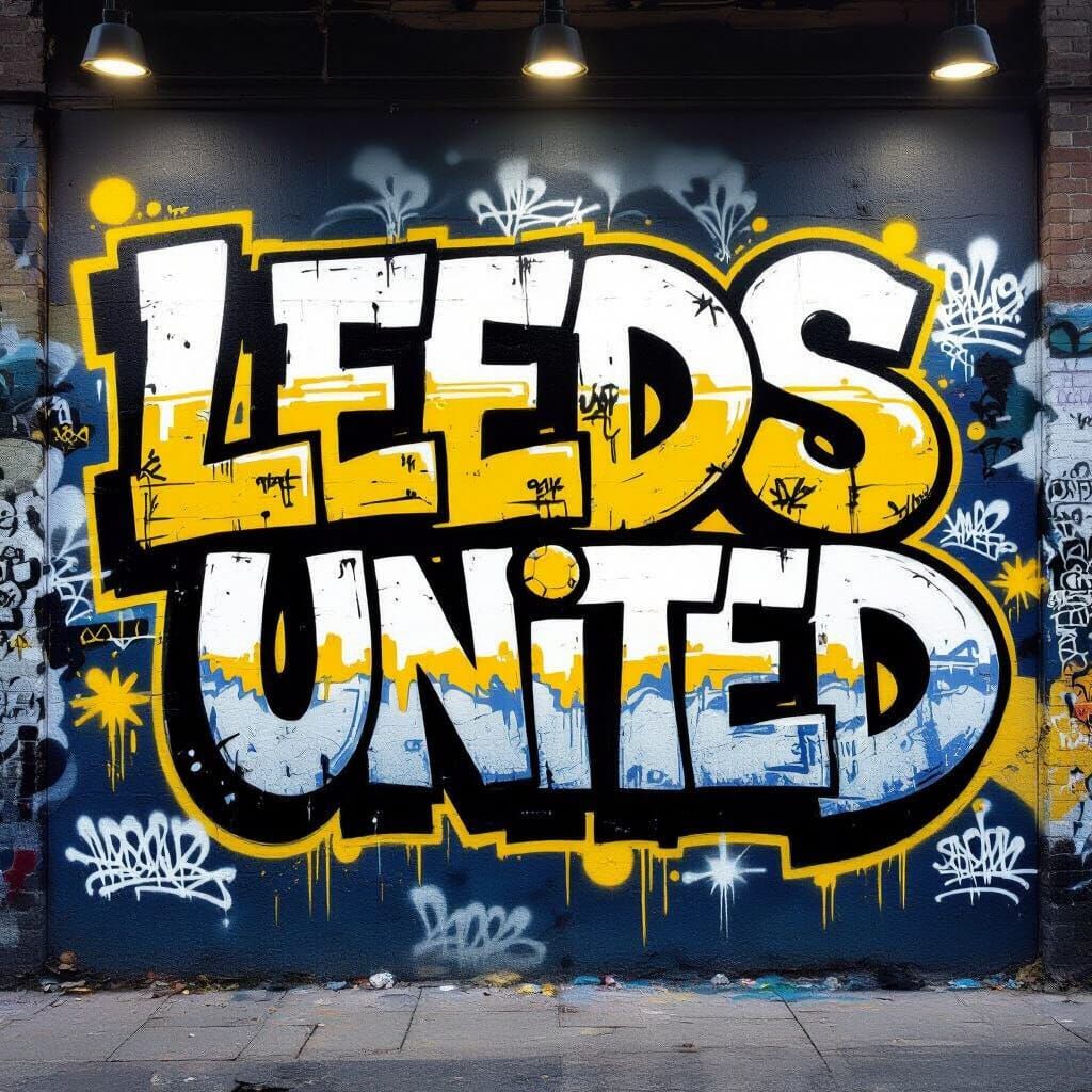 Dynamic Graffiti Mural in Leeds United Style