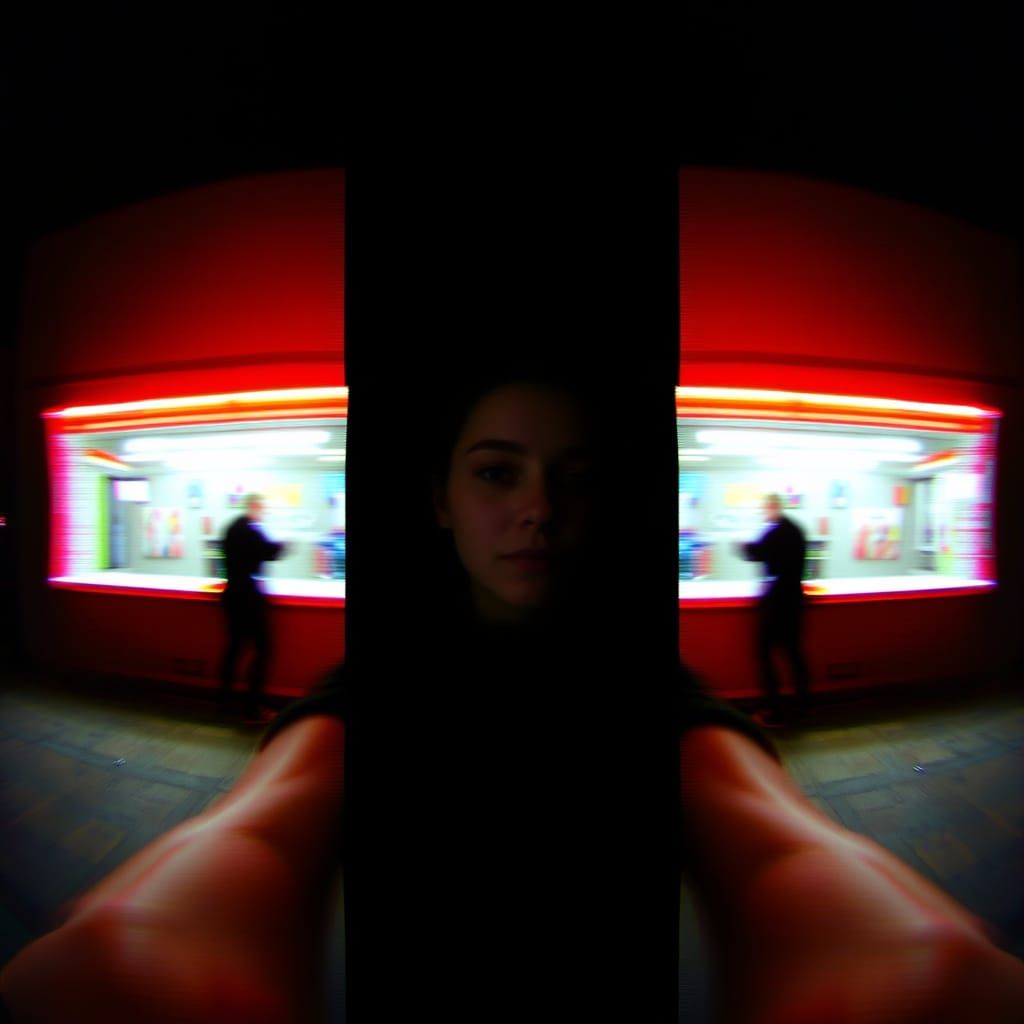 Surreal Dark Art Triptych with Avant-Garde Glitch Elements