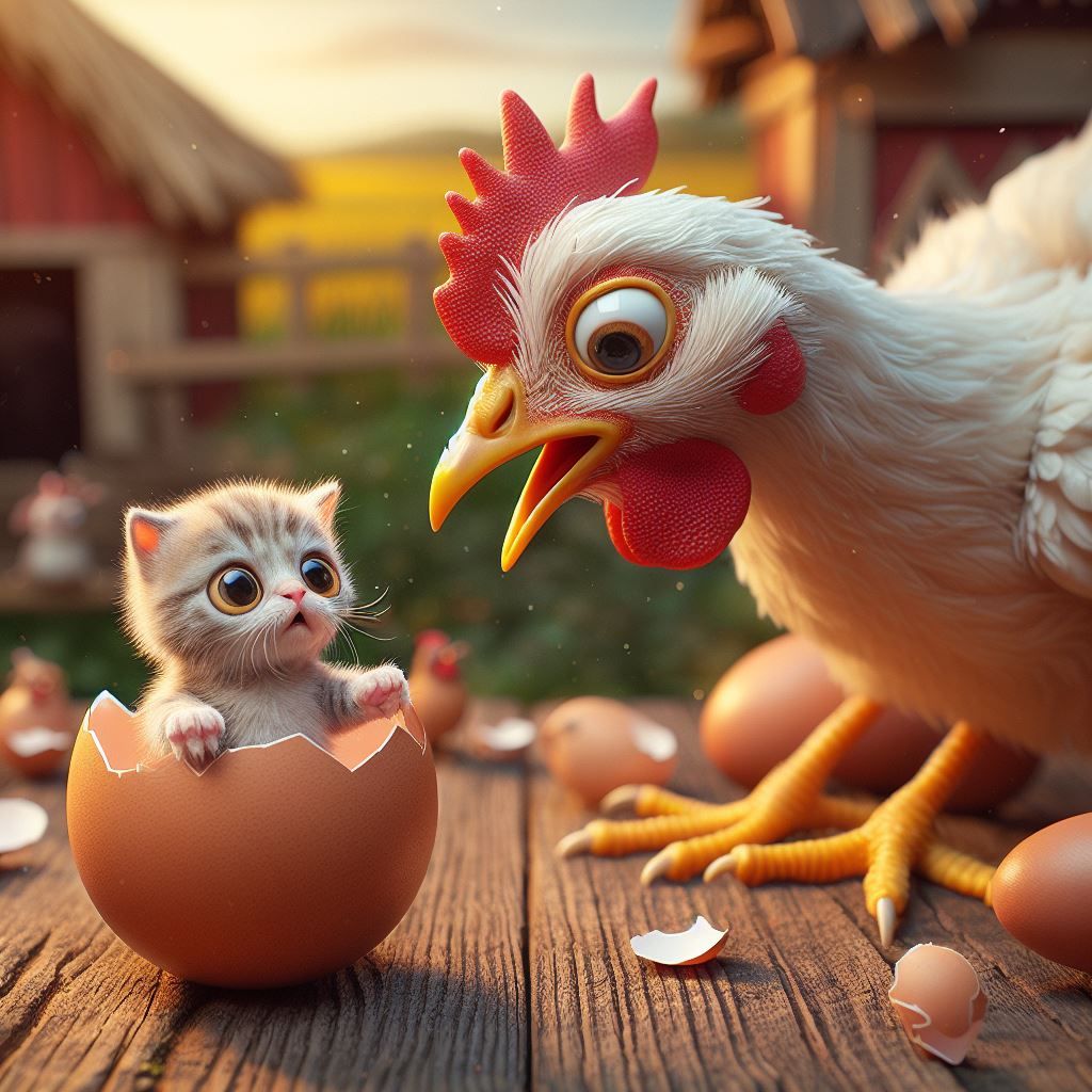 Ein Kätzchen 🐱als Küken 🐣im Hühnerei 🤭  by @Pastaqueen