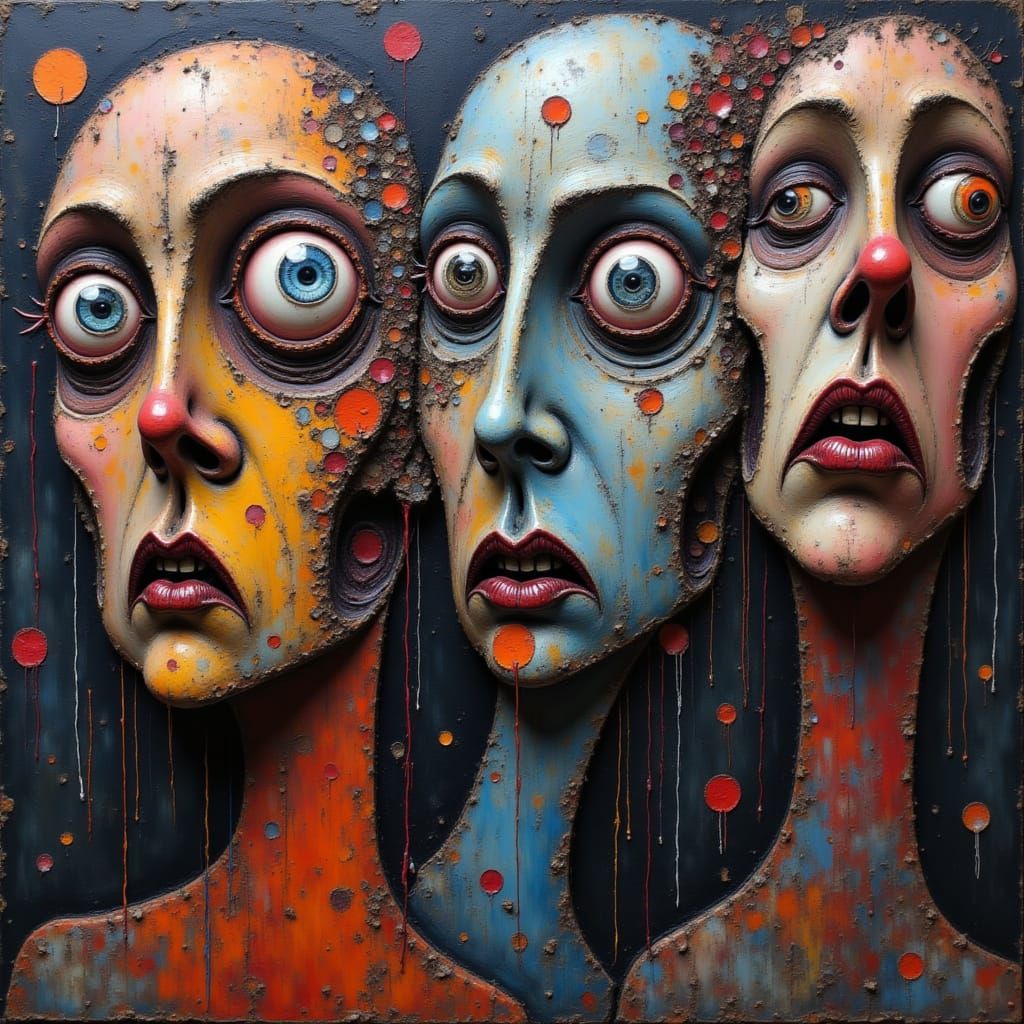 <lora:kak-strangecollage:1.0>multiple deformed faces