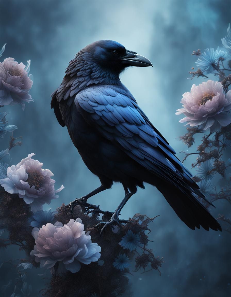 Corvid in Blue Light