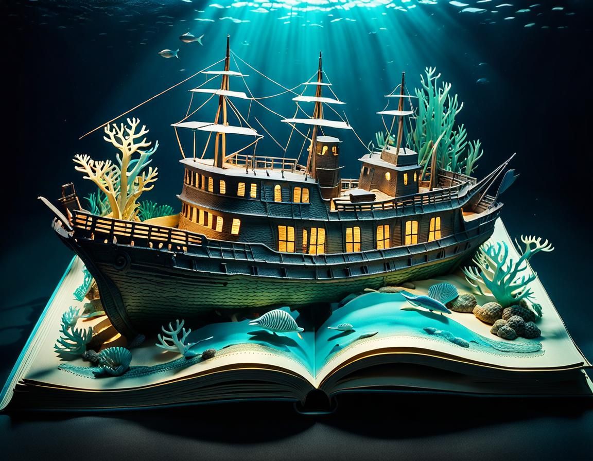 Shipwrecks of the Oceanic Abyss: Pop-up tales of the Deep  by @KBunny001