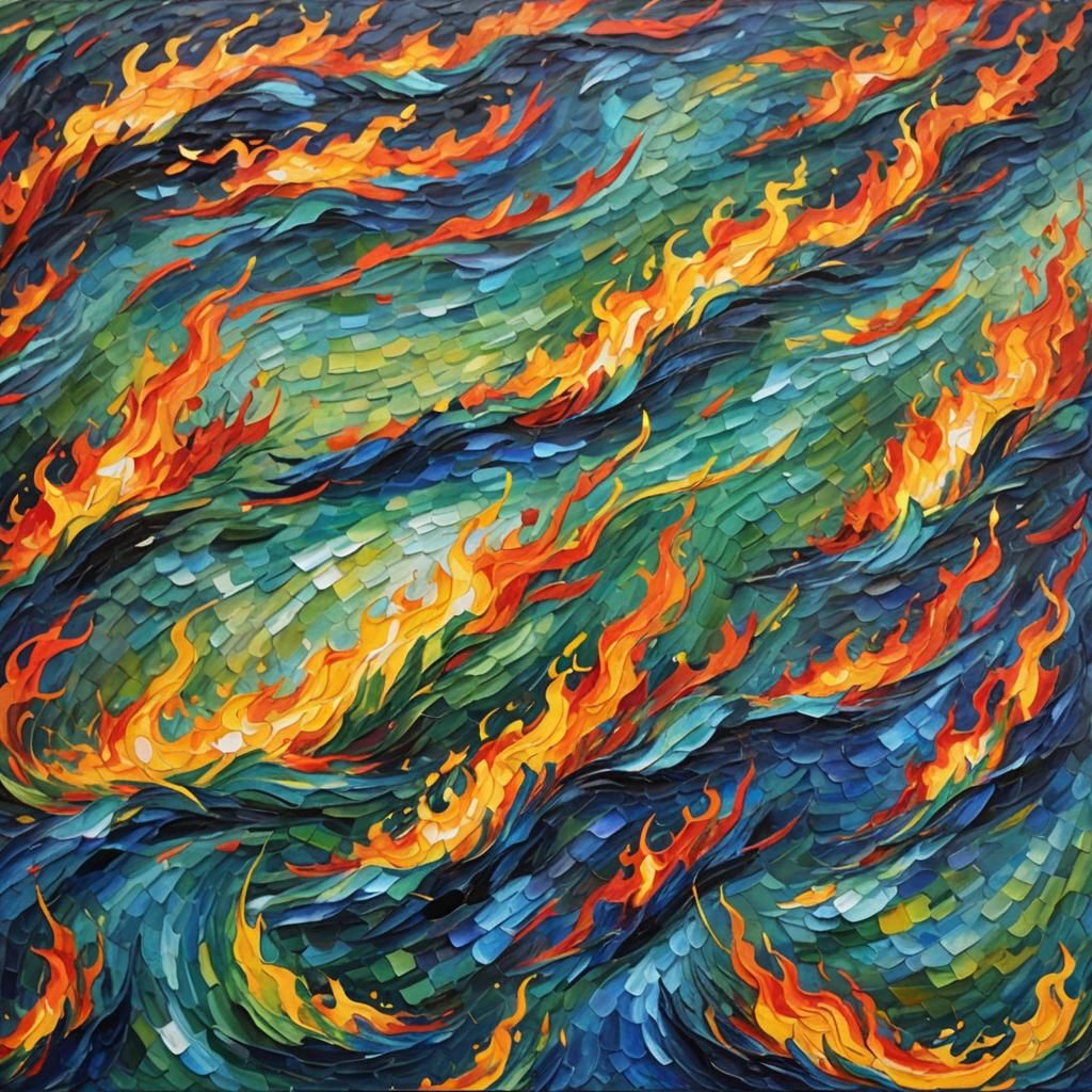 Oil polluted water burning