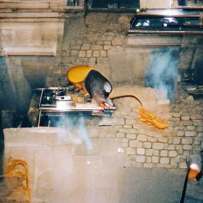 A rat cooking pasta in Paris