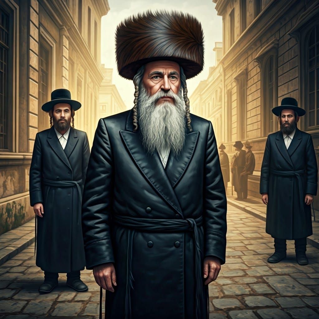 Hassidic Man in Traditional Dress on Ukrainian Street