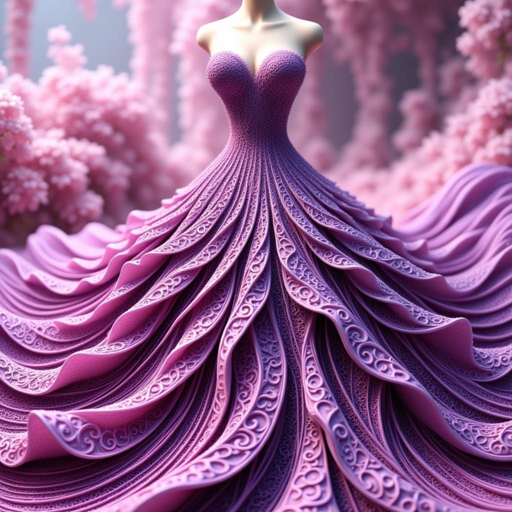 A beautiful <lora:Beautiful Gowns:1.0> mulberry ball gown with delicate decorative designs