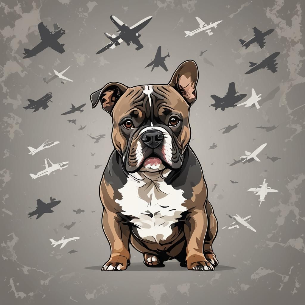 American Bully dog vector illustration 2d, front view, plane...