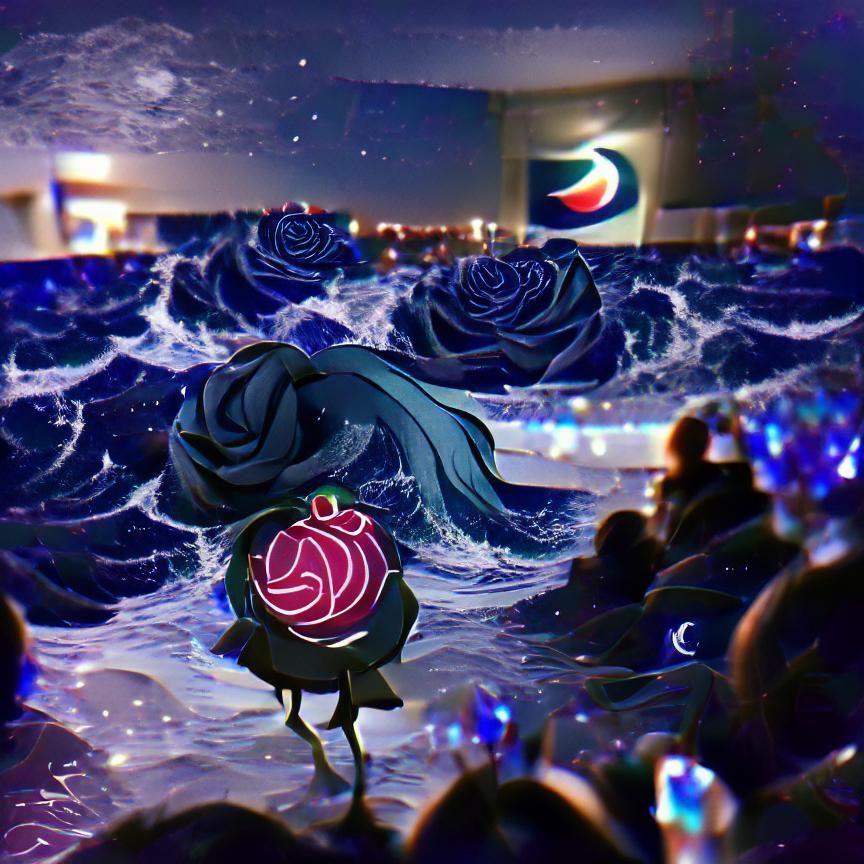 Midnight Rose in an ocean