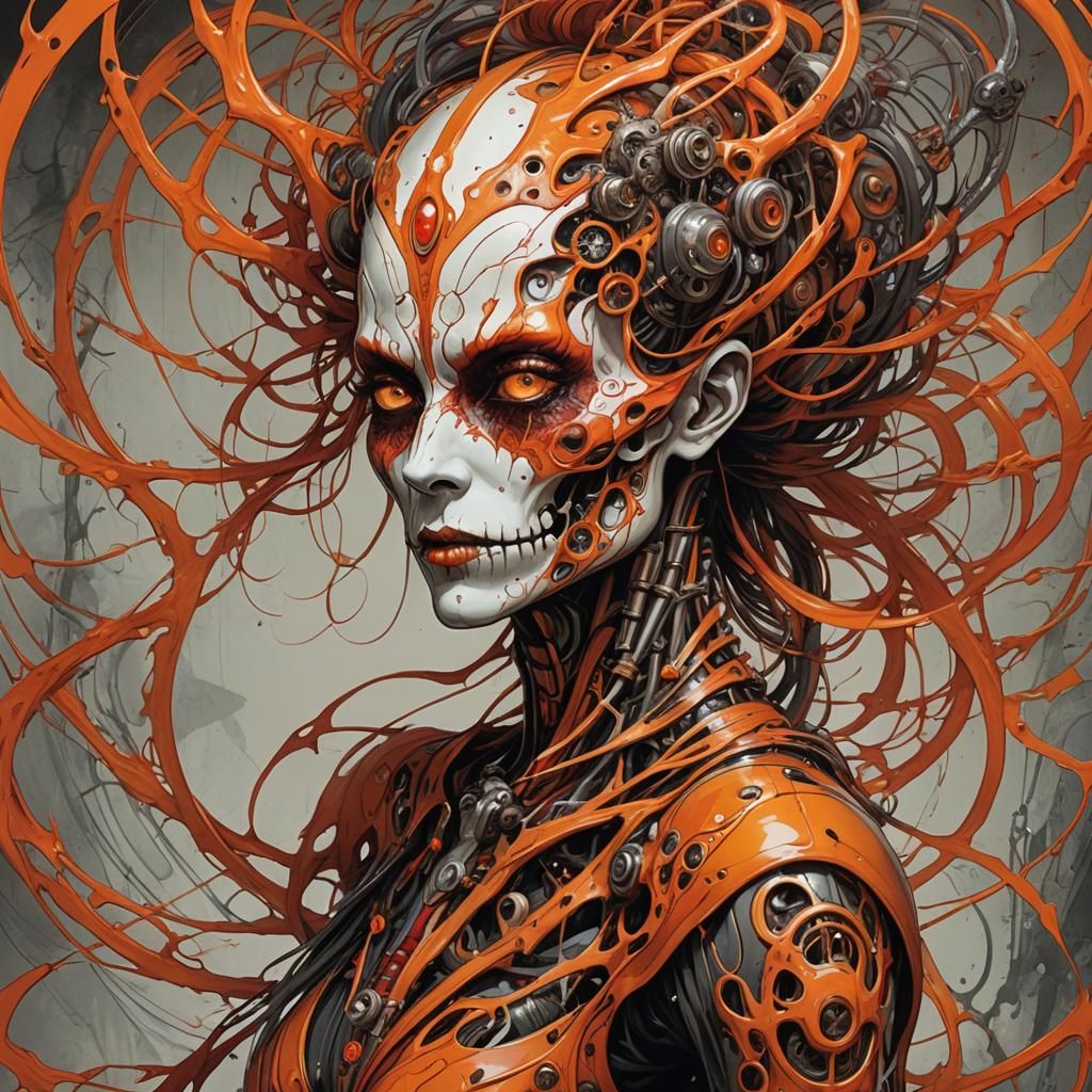a madman driver in Drag Race, Vibrant orange and red Fibonac...