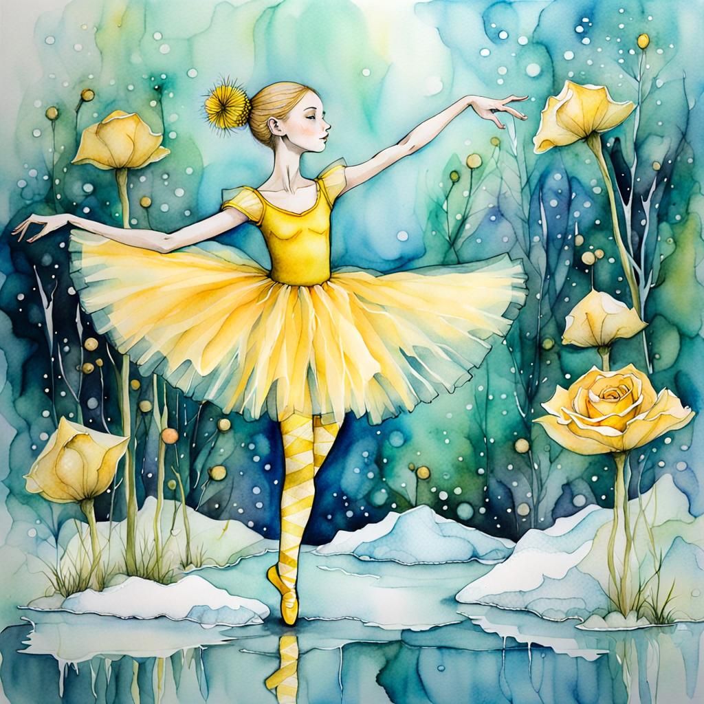 Amberose on the ice in yellow