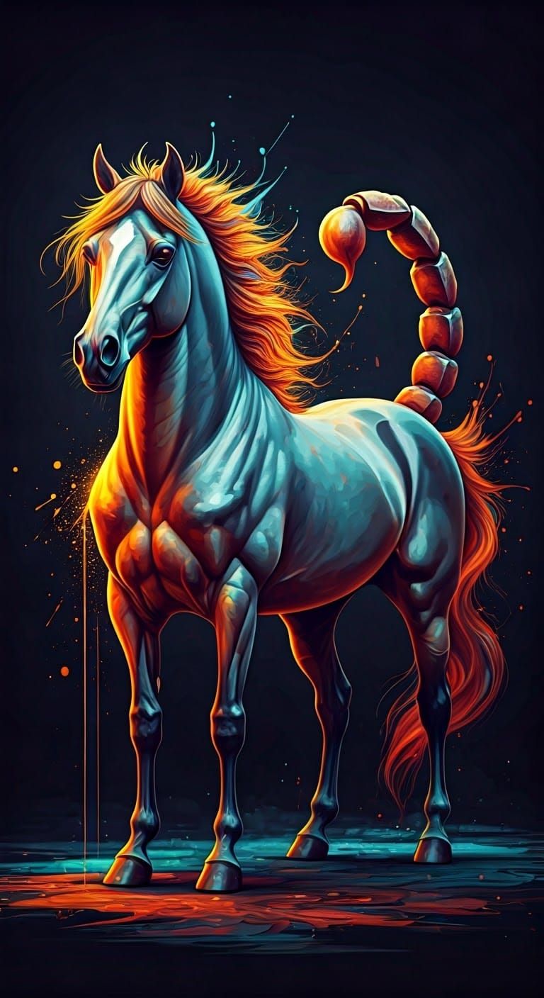 Give me hybrid animals monster Scorpio and horses