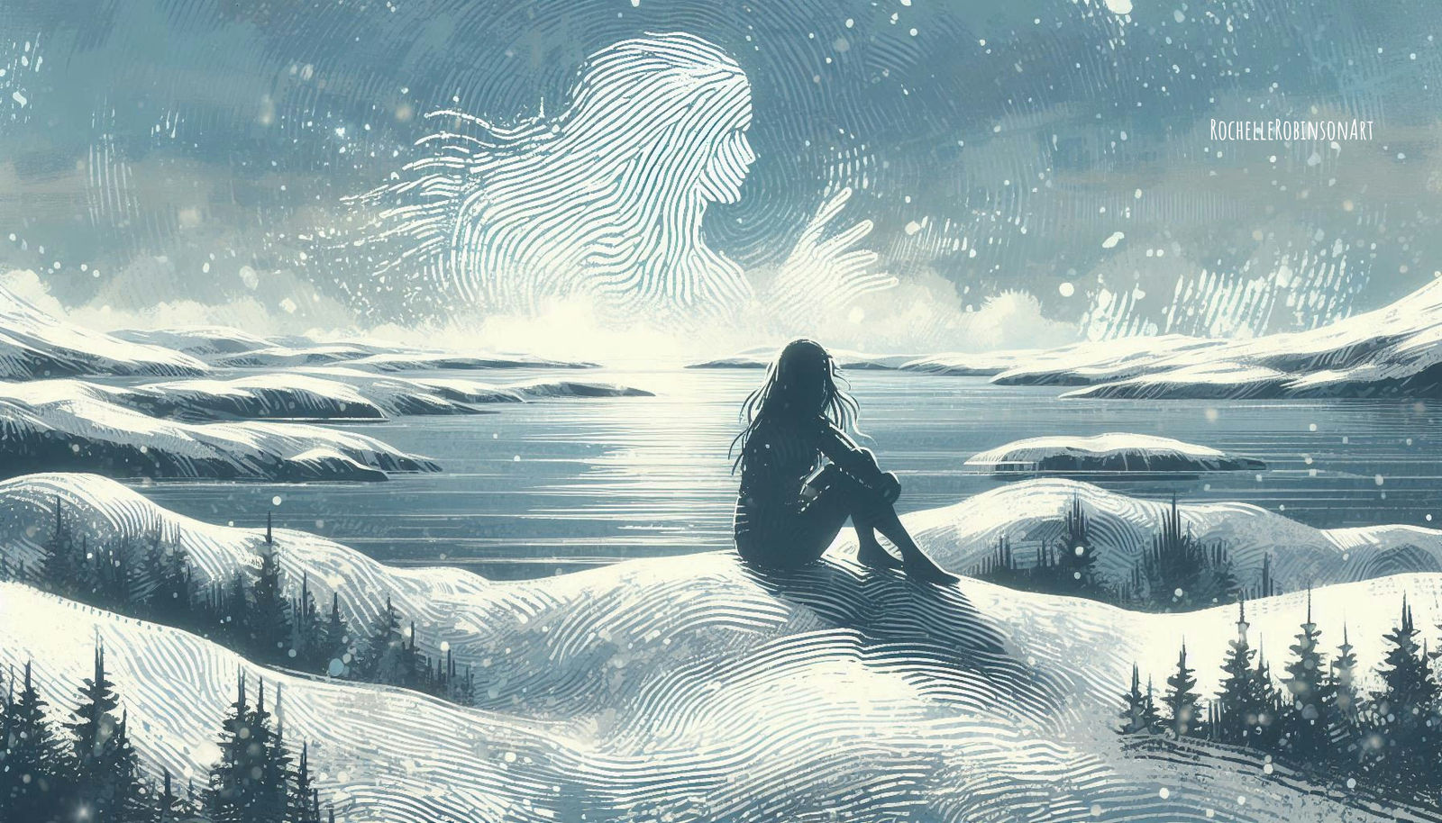 A Solitary Woman - Fingerprint Art