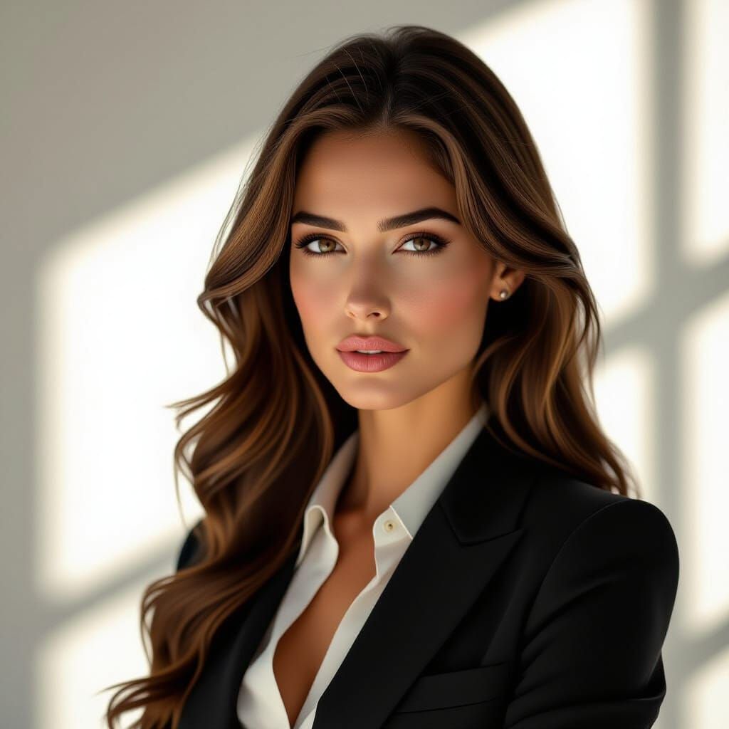 Noble CEO Woman with Wavy Brown Hair in Baroque Style