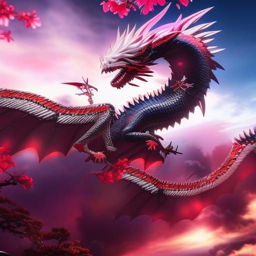 Tokyo ghoul beautiful Sakura dragon girl, distinct lighting,...