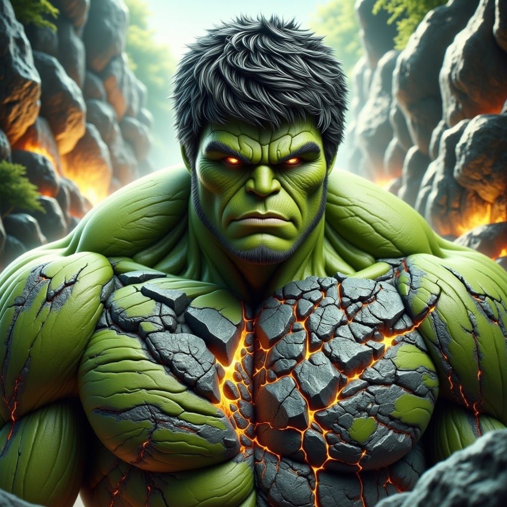  <lora:Magmafication Flux:1.0> the hulk