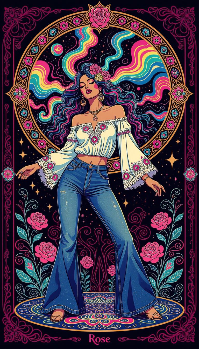 Psychedelic Gypsy Woman with Aurora Hair