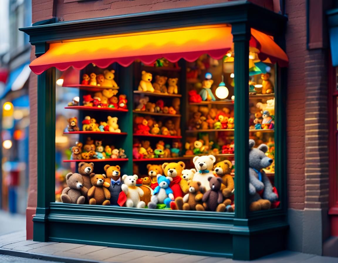 Whimsical Toy Store Window in Claymation Style