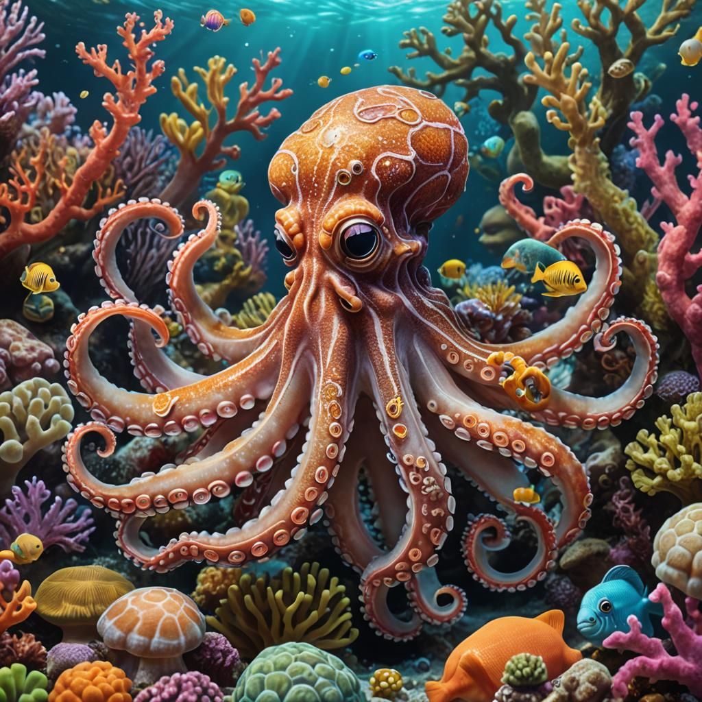 Incredibly detailed hyper realistic underwater scene featuri...