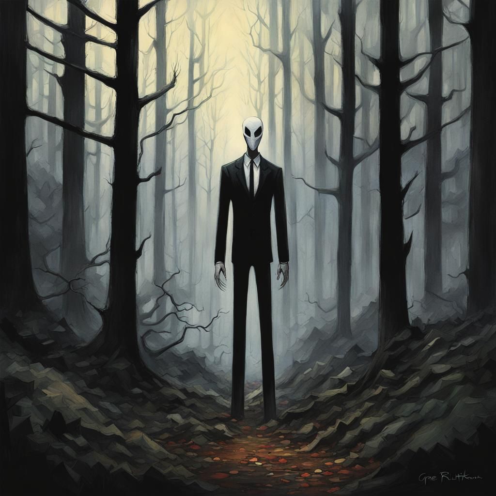 Slender man in the forest