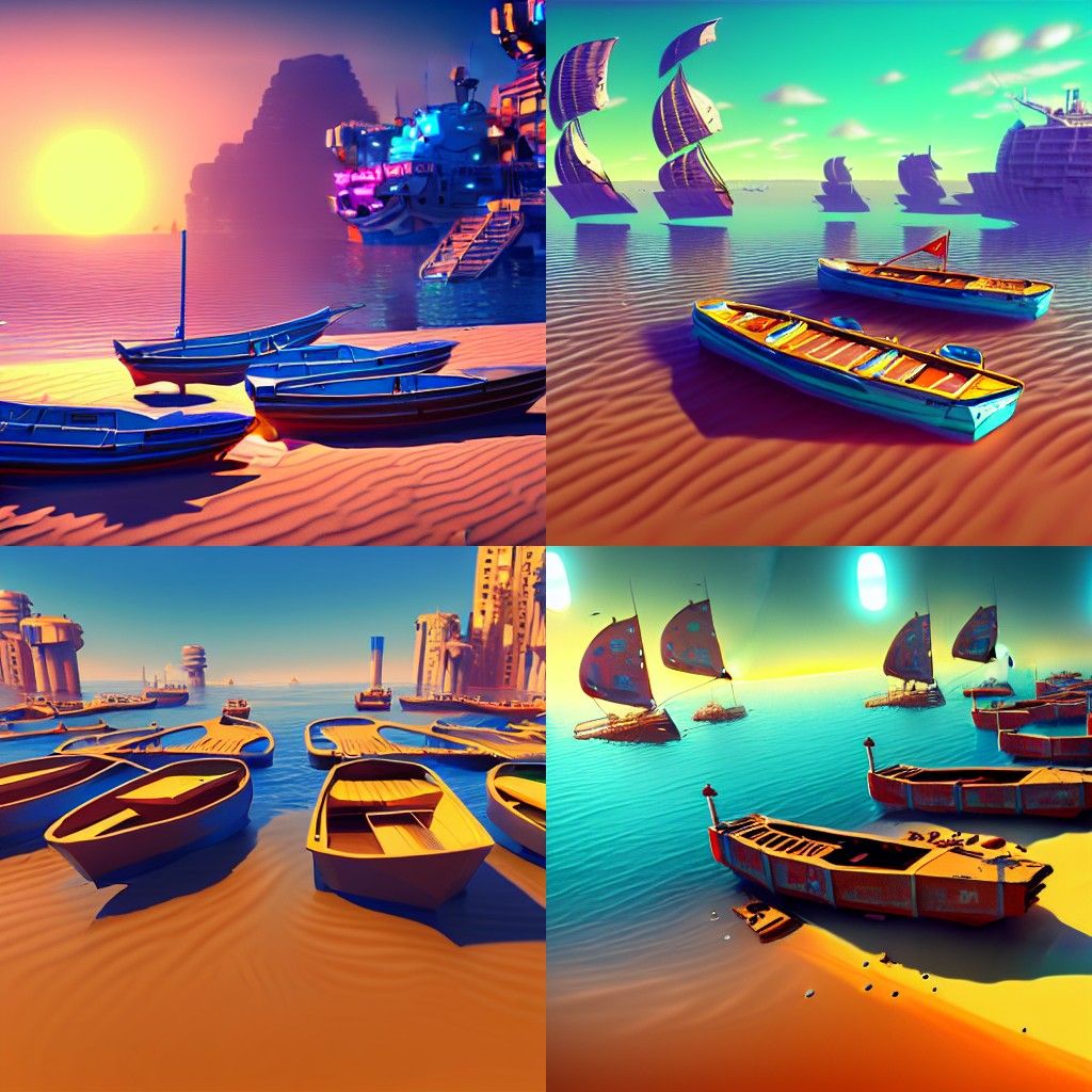 boats floating on a sea of sands