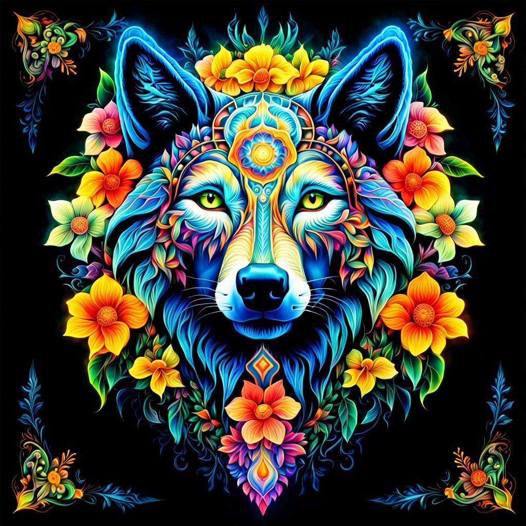 Black Light Wolf - AI Generated Artwork - NightCafe Creator