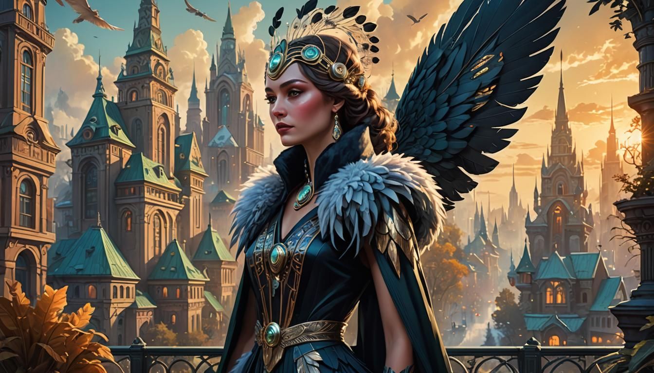 A mysterious woman, wearing a feather boa