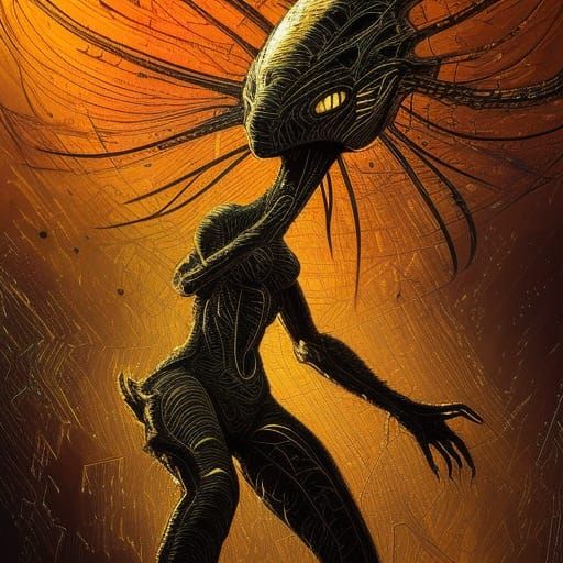 An ancient, non-friendly alien from another planet on earth ...