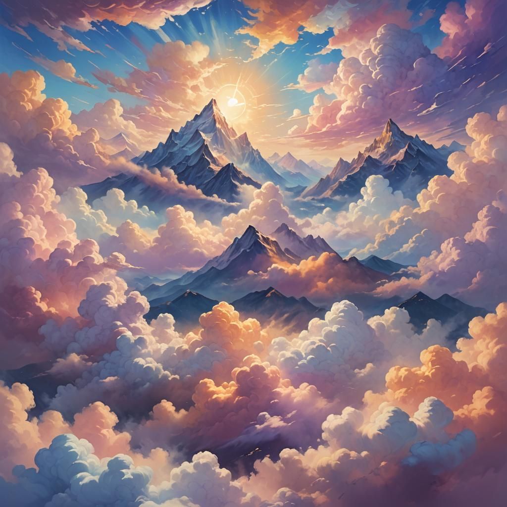 Smiling Cloud Face in Pastel Skybox Art
