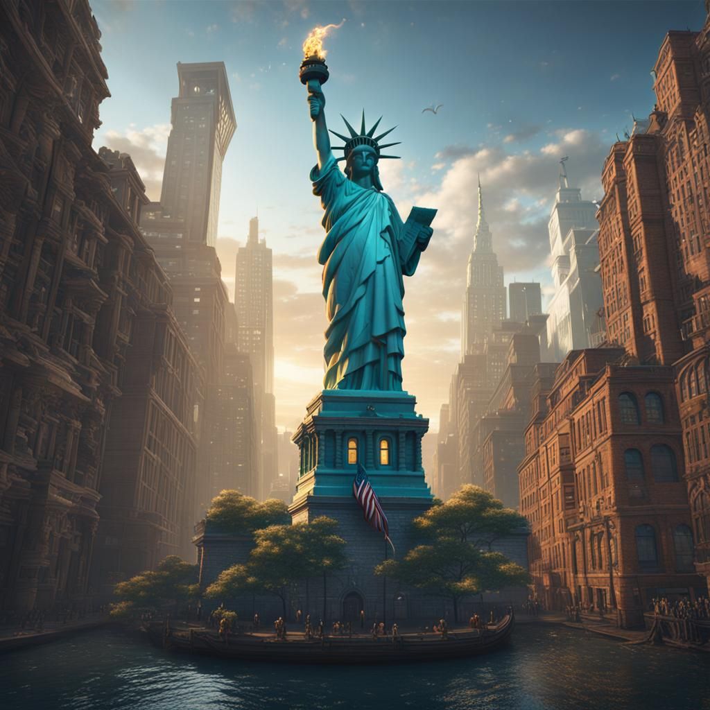 Statue of Liberty Cat: Detailed Fantasy Art