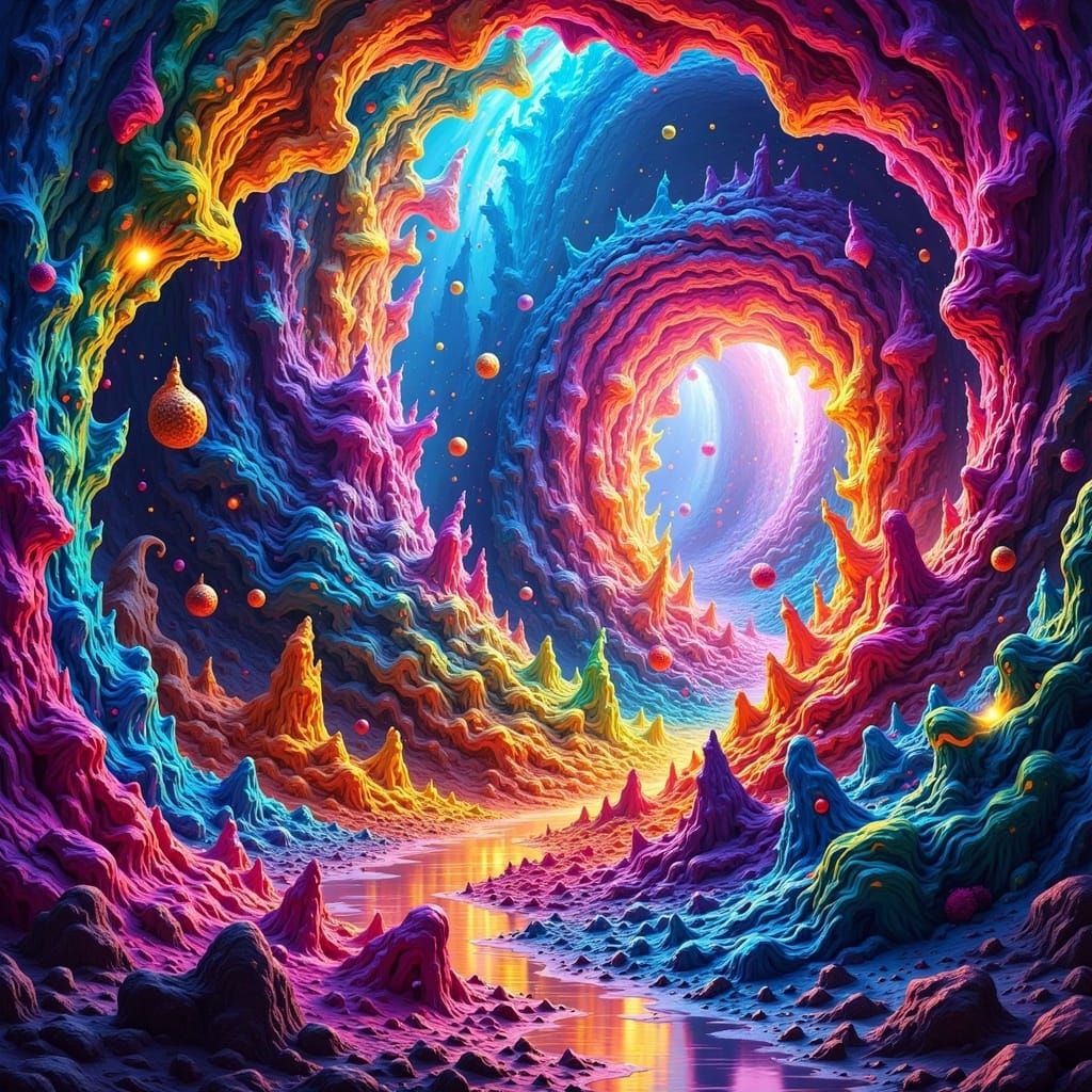 Hyper-realistic, mind bending, surrealist, polyfractal magnificence, bio-luminescent, quintessence, refractive, cubist, circular, tribal, fu...