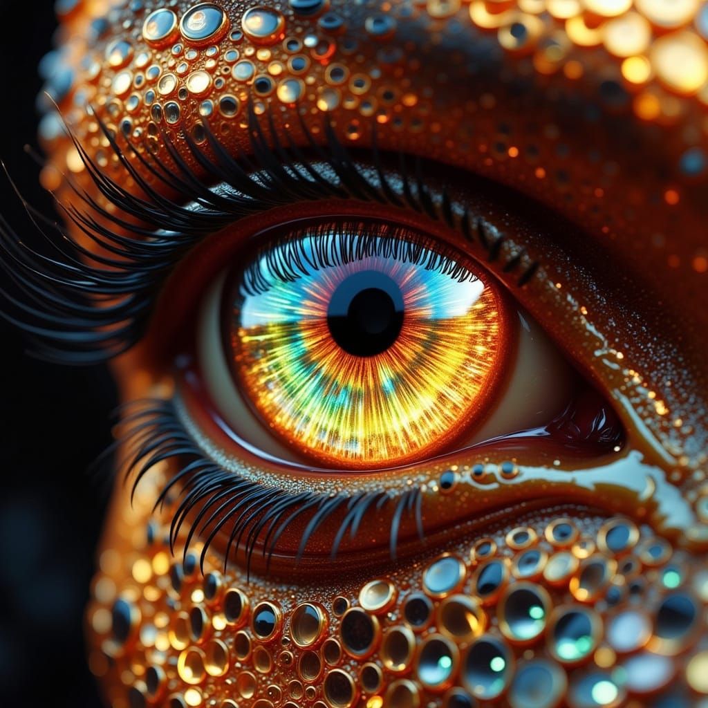 Hyper detailed  3d image of a more dramatic more dramatic  Hyper detailed image of a shimmering serpent like eye diamond pupil surrounded by...