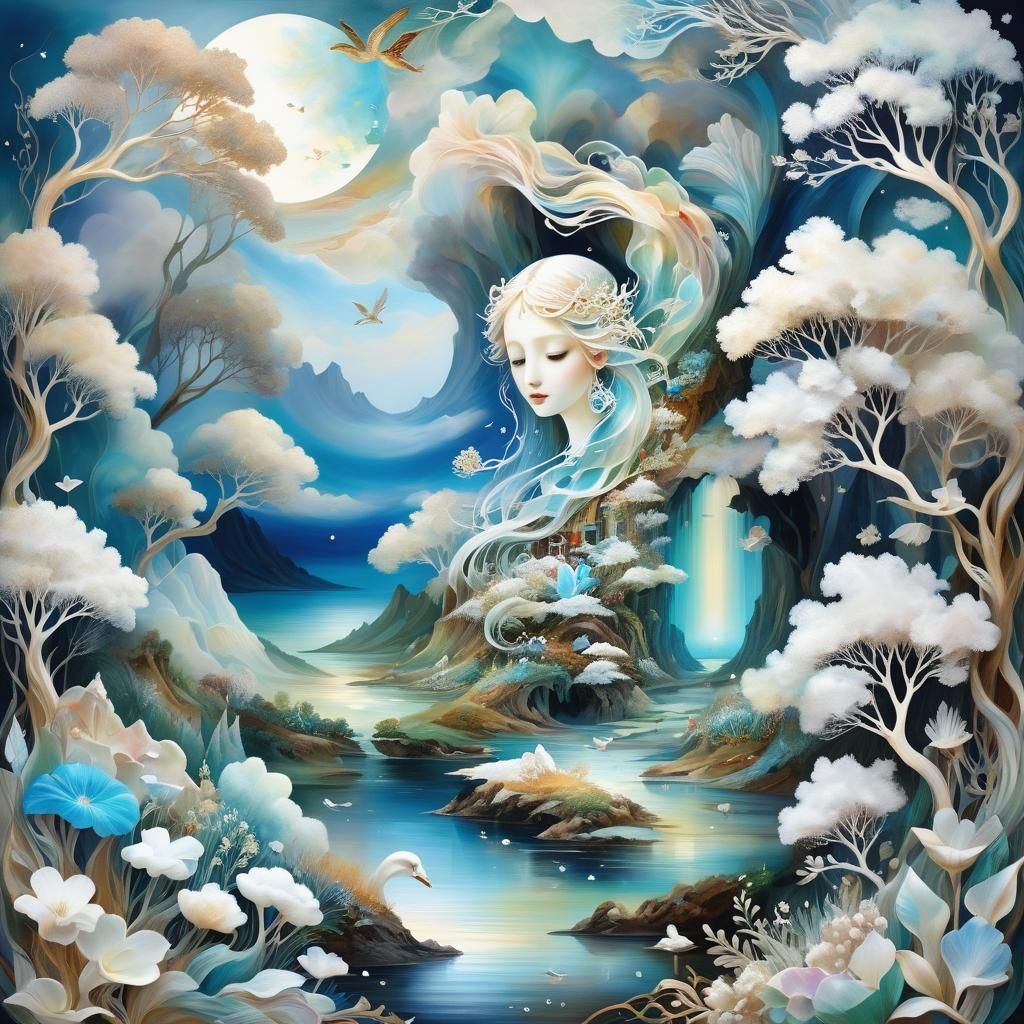 under a sky veiled in mother-of-pearl, sacred territory, esc...