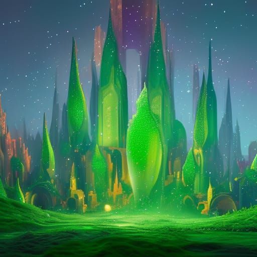 glitter in a giant bottle filled with green glitter around i...