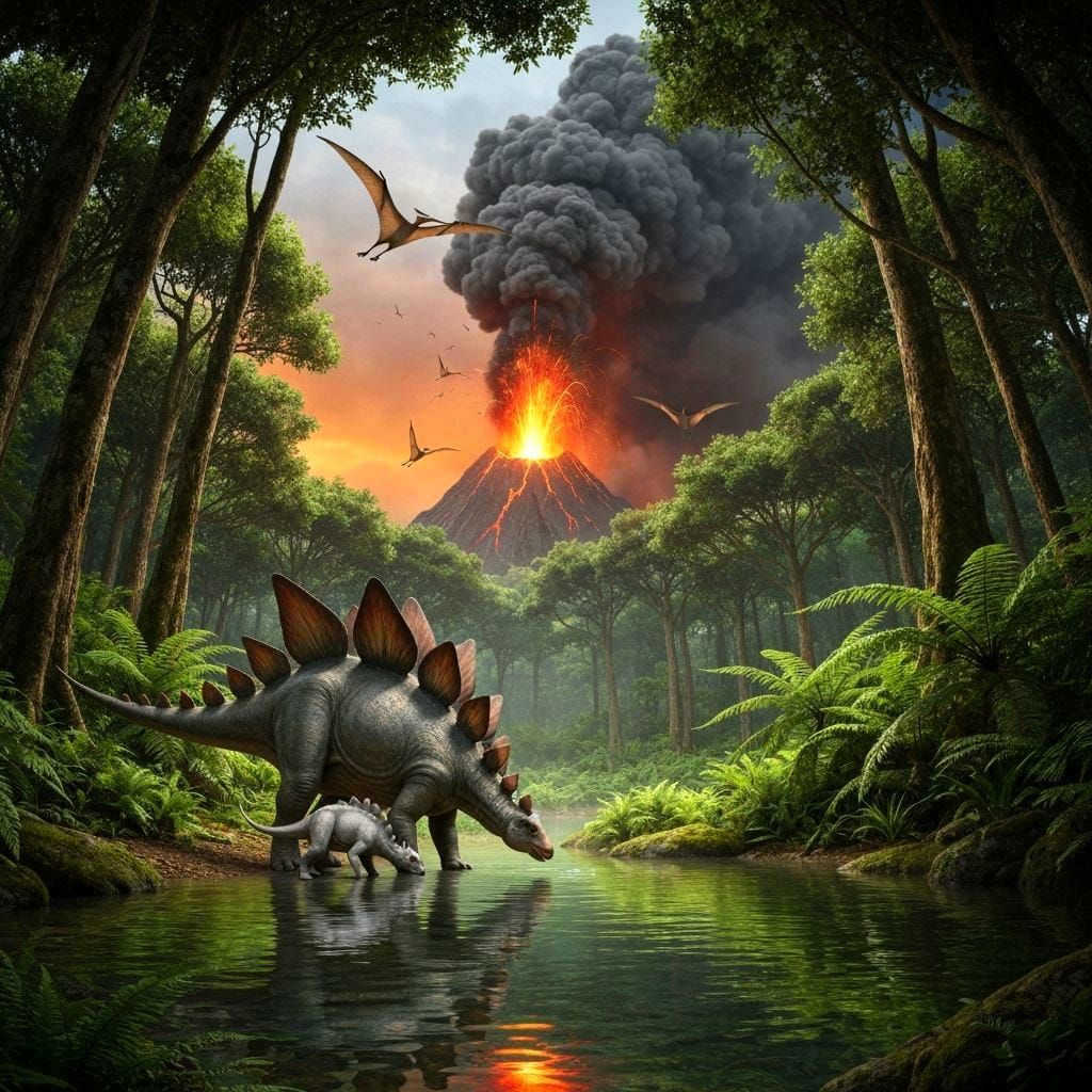 stegosaurus with calf  by @Entdecker