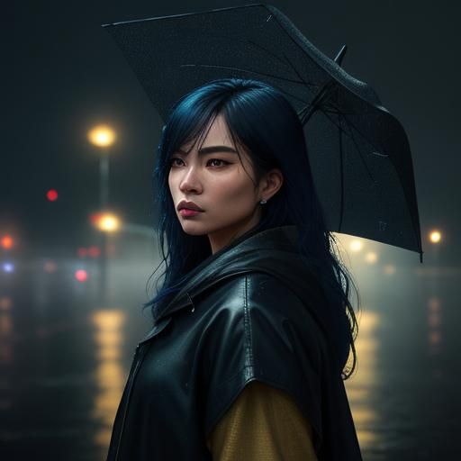 Rainy Night on Han River Bridge in Cinematic Style