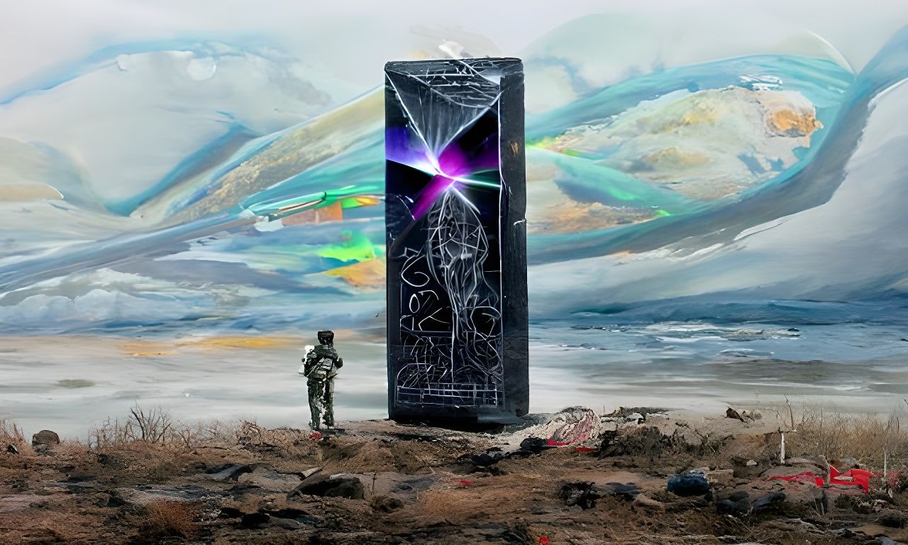 Monolith sci-fi 2001 8k resolution holographic astral cosmic...