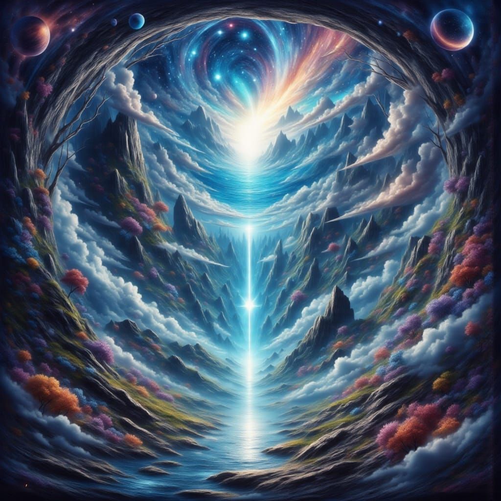 Portal to Loving World Amidst Conflict, Epic Digital Matte P...