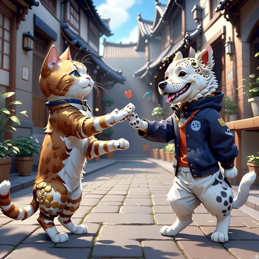 Cat and dog Friends for ever