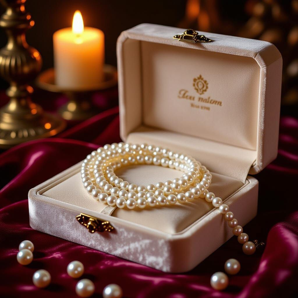 Opulent Pearl Box Overflowing on Ornate Table