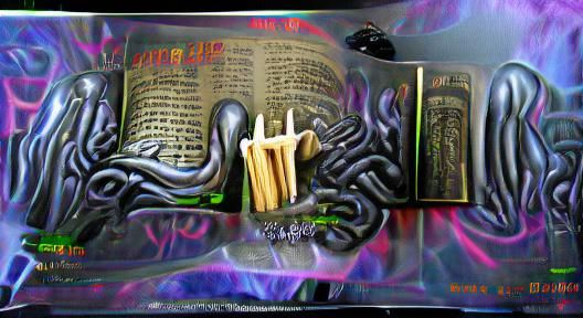 Holy Bible smoking a big fat blunt H.R. Giger graffiti iride...
