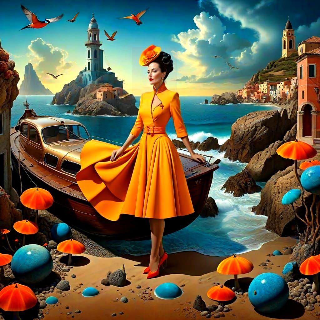 Surrealistic Portrait of a Flamboyant Lady in a Fantastical ...