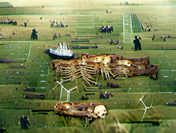 Titanic Skeletal Remains in an Open Field
