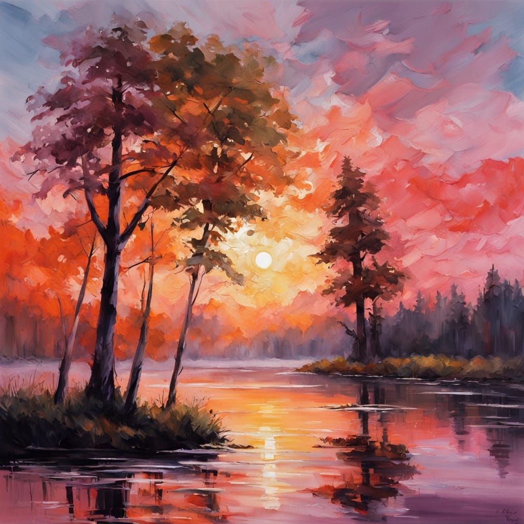 Sunset over the lake  by @FlowersAndSmiles