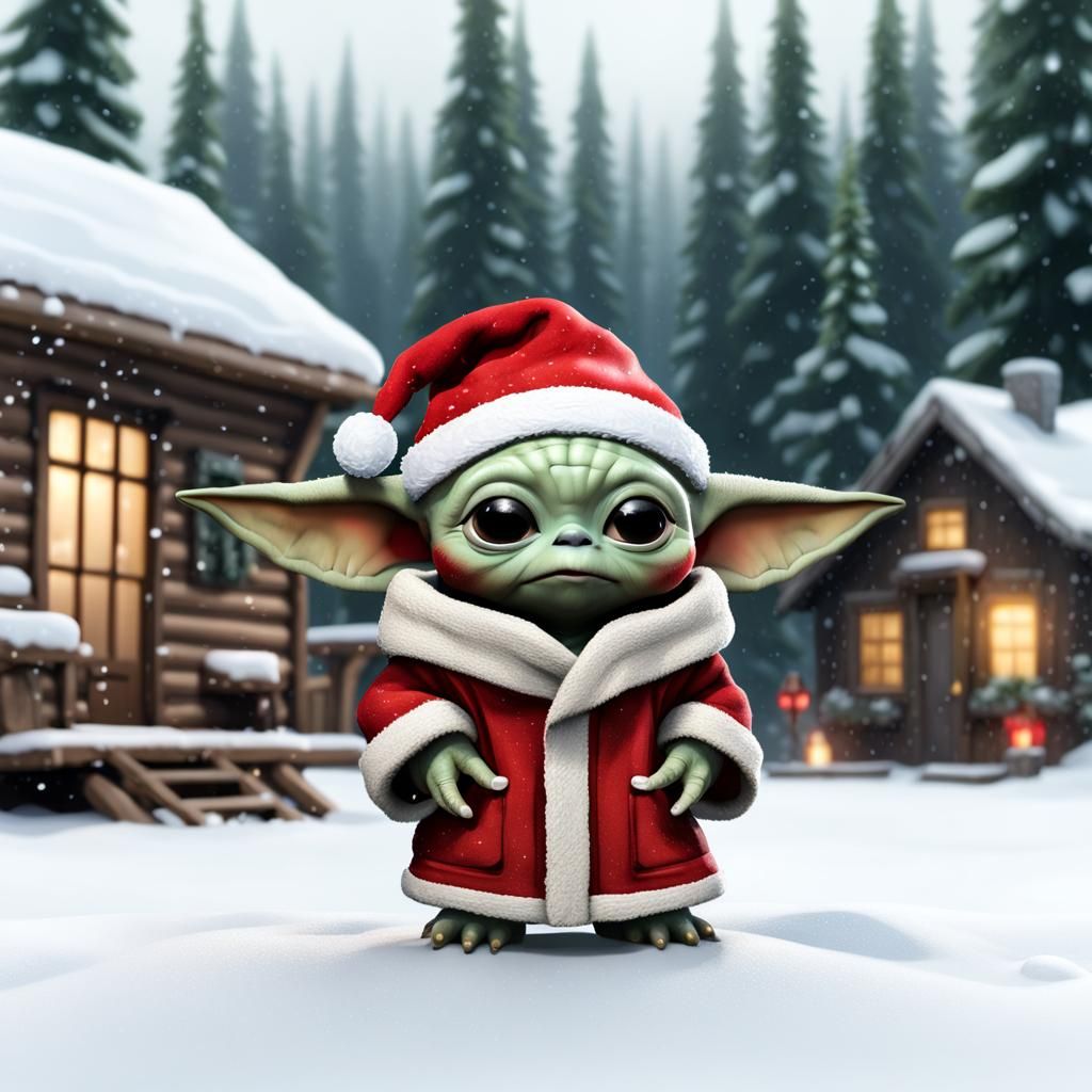 8k realistic, intricate details, adorable chibi baby yoda wearing a