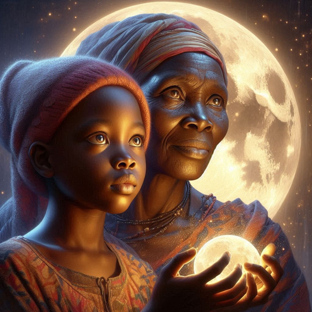 African grandma and grandchild portrait