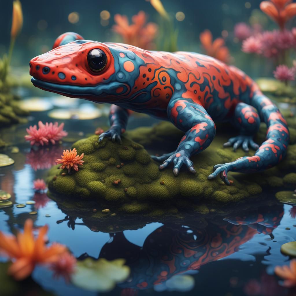 Beautiful colored salamander,
