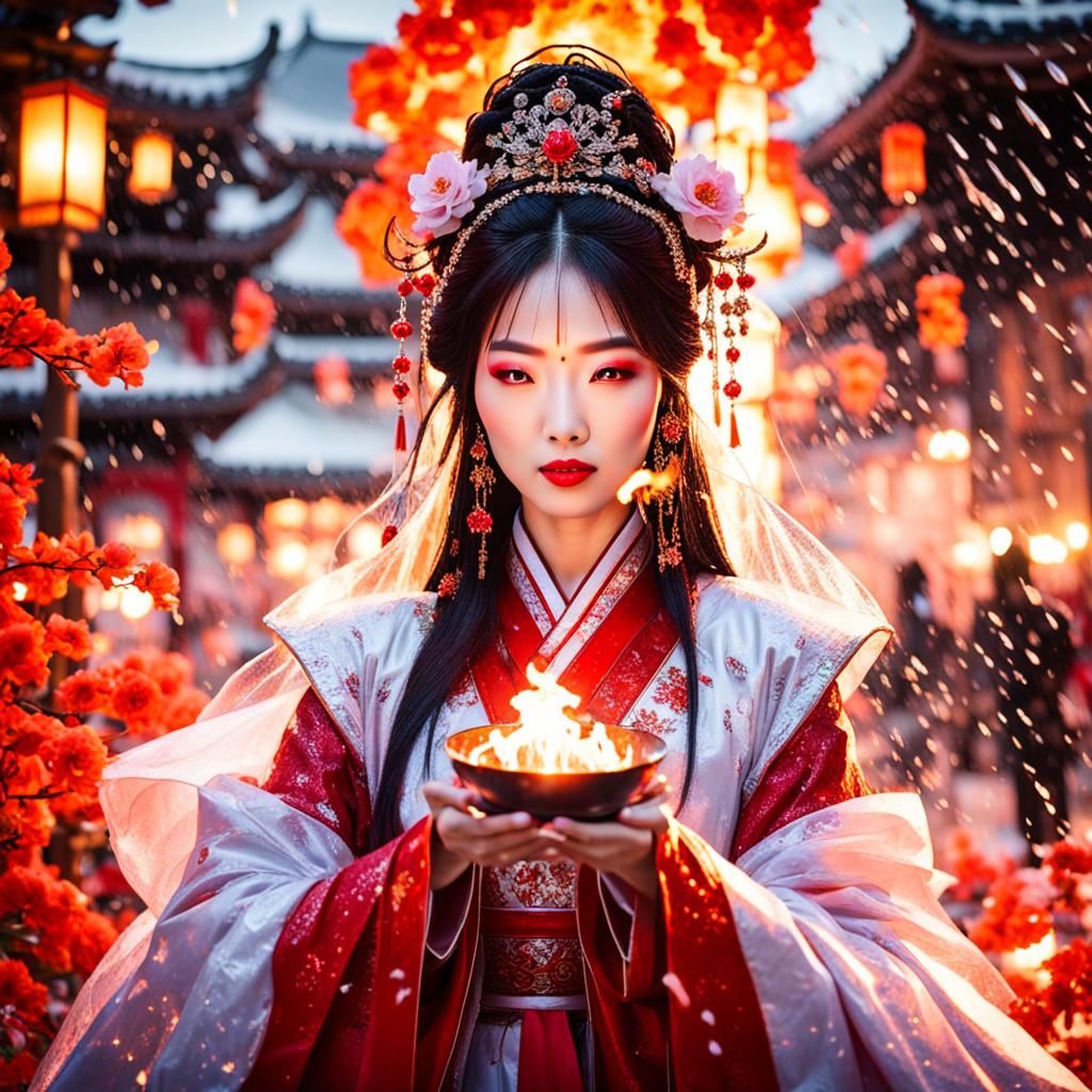 Stunning Chinese Princess in a Dramatic Landscape