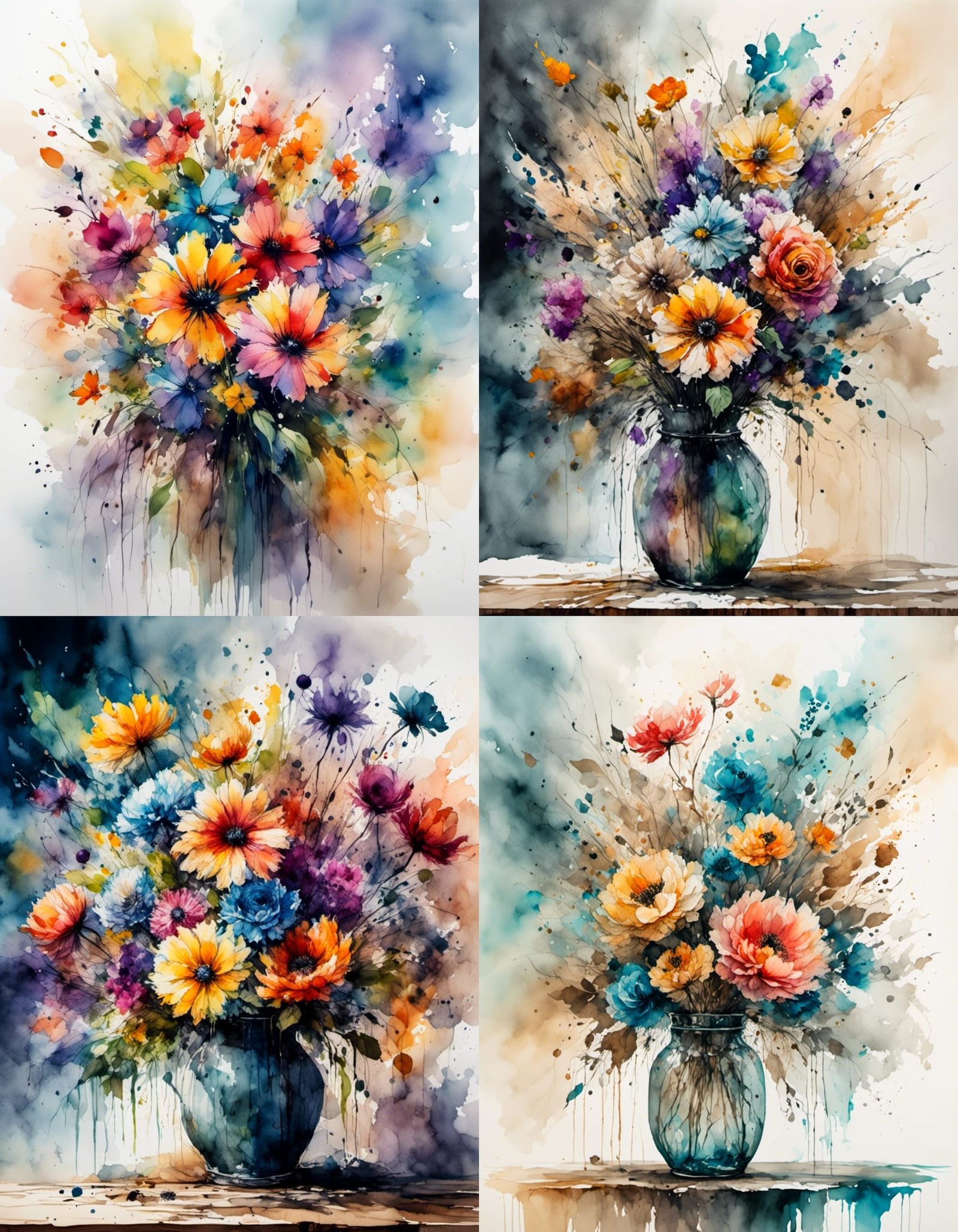 Floral Watercolor Painting in the Style of Female Artists