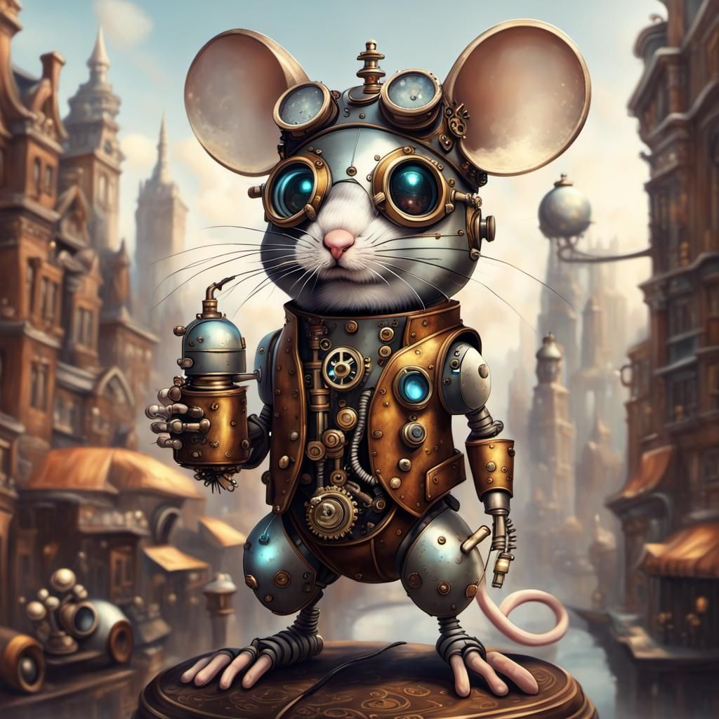 Steampunk Mouse in the City - AI Generated Artwork - NightCafe Creator